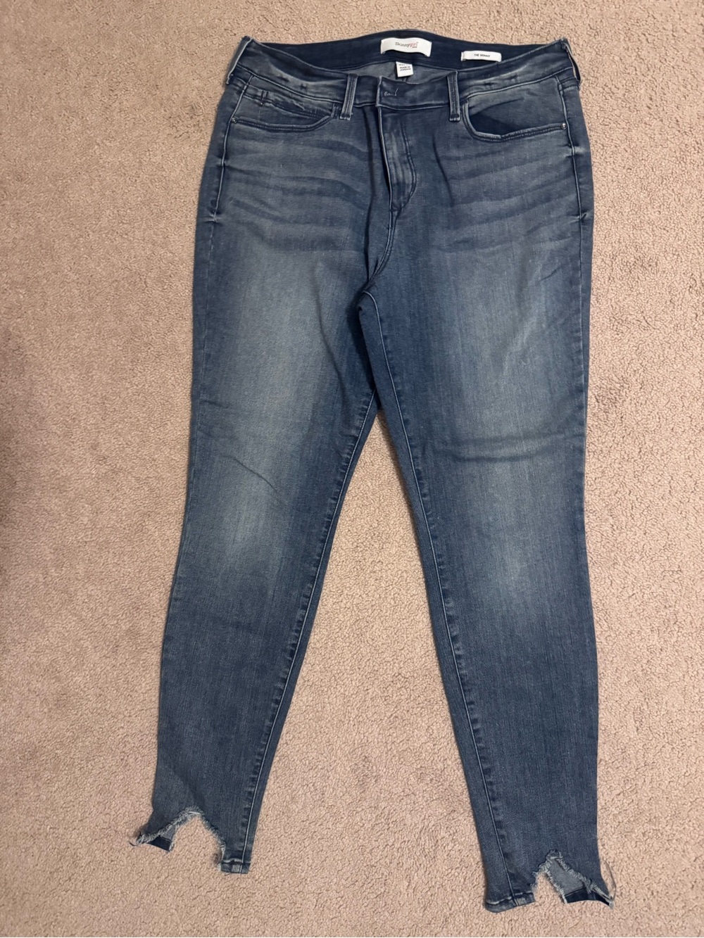 Skinnygirl Mid Wash Blue Skinny Jeans with Raw Hem